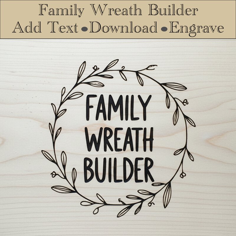 Family Wreath example: elegant line-art wreath personalized with a family name