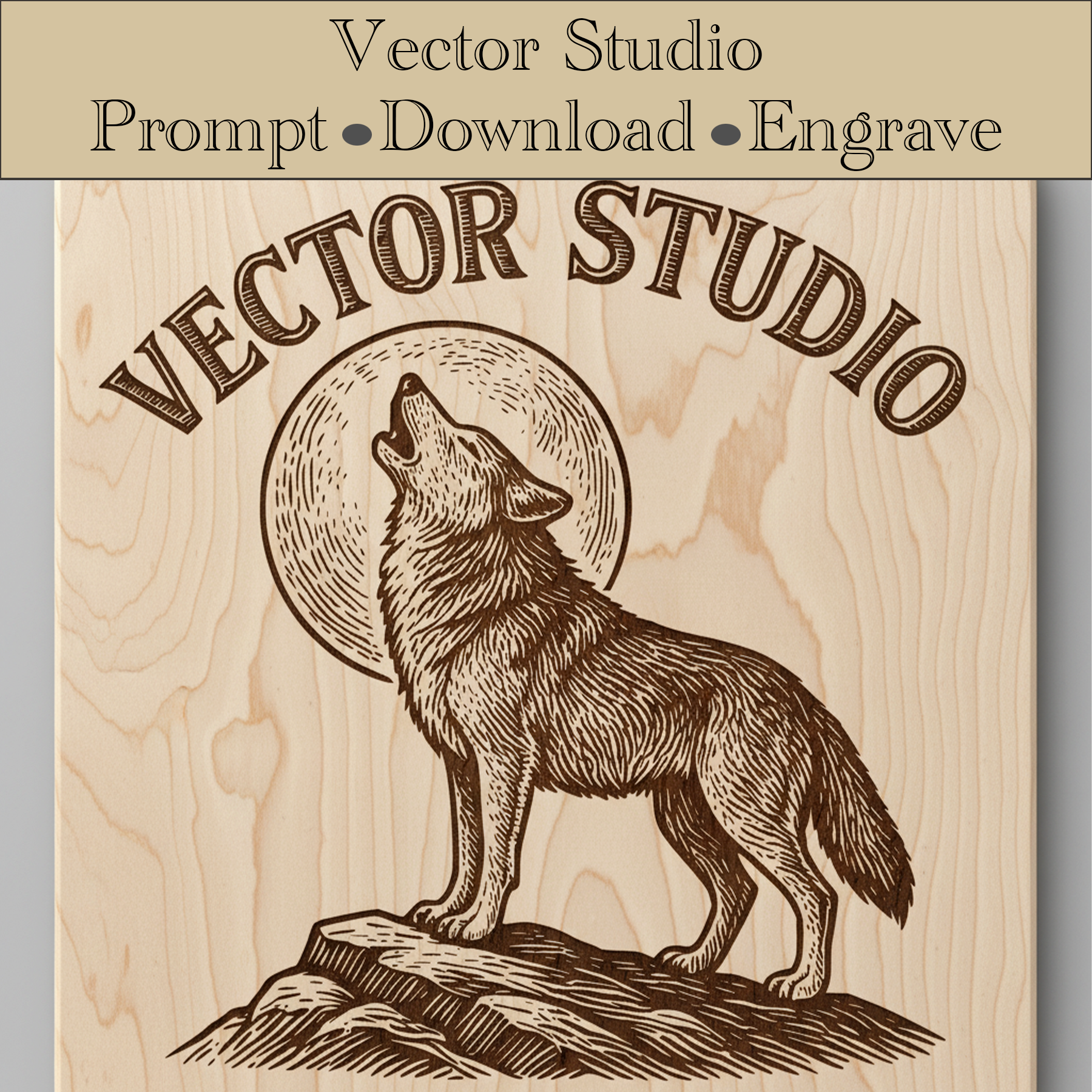 Vector Studio interface showing an AI-generated engraving preview